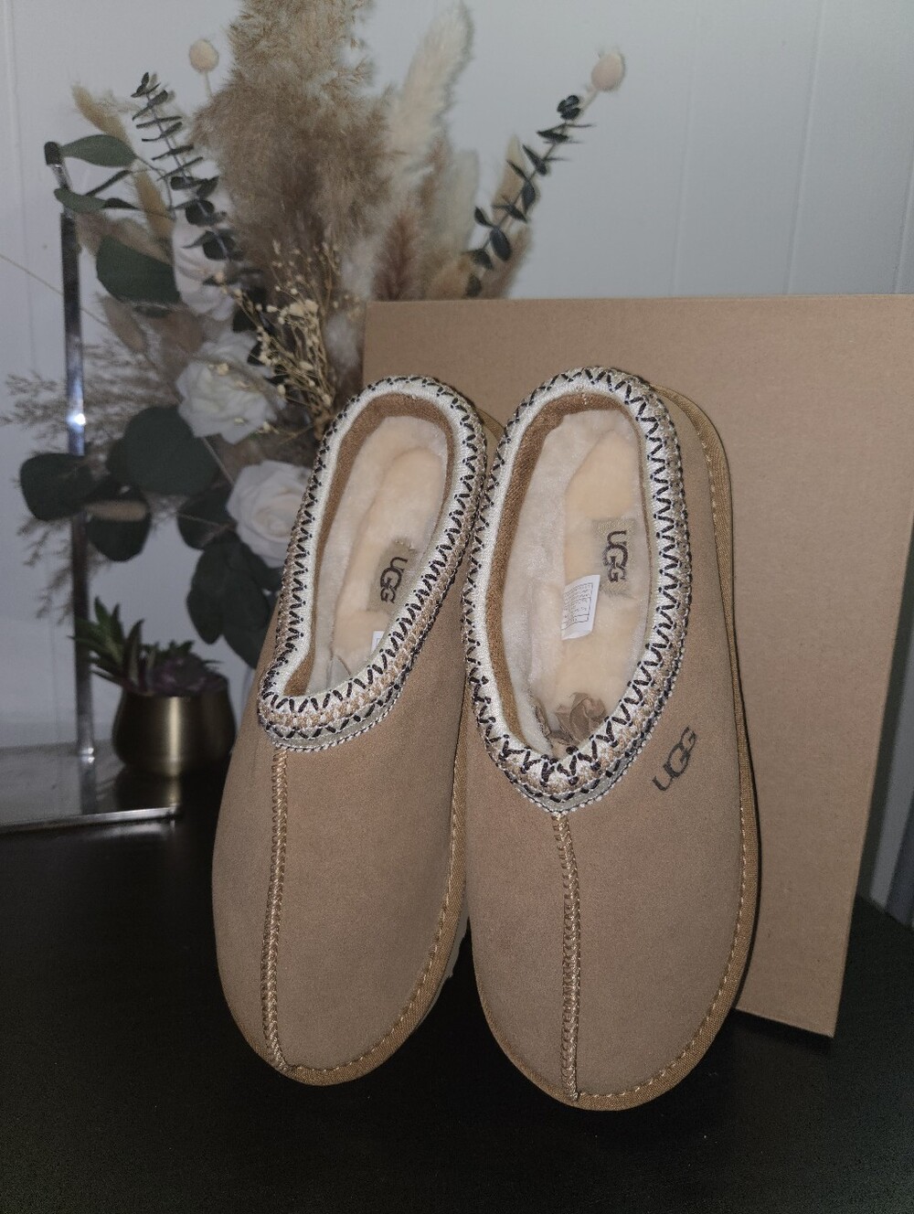 UGG Chestnut Suede Slip-On Shearling Mule Size 11